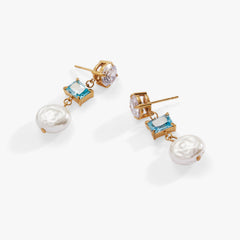 Coin Pearl Triple Drop Earring Stainless Steel Gold | Alex and Ani