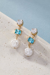 Coin Pearl Triple Drop Earring Stainless Steel Gold | Alex and Ani