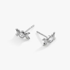 Crystal Moon Goddess Mini Stud Earrings Stainless Steel Silver | Alex and Ani