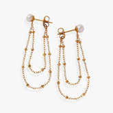 Freshwater Pearl Front-and-Back Earrings Stainless Steel Gold | Alex and Ani
