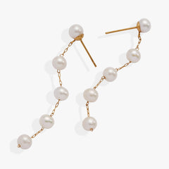 Freshwater Pearl Drop Earrings Stainless Steel Gold | Alex and Ani
