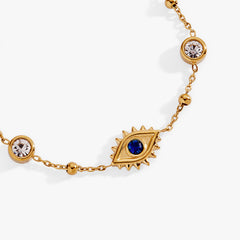 Evil Eye Satellite Chain Inline Bracelet Stainless Steel Silver | Alex and Ani