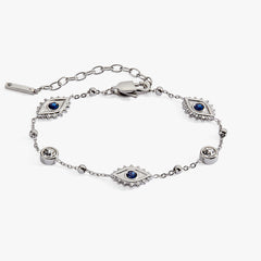 Evil Eye Satellite Chain Inline Bracelet Stainless Steel Silver | Alex and Ani