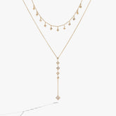 2 Row Princess Cut Adjustable Necklace Stainless Steel Gold | Alex and Ani