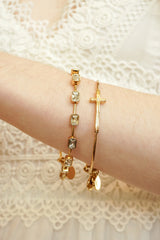 Cross In-Line Bangle Gold | Alex and Ani
