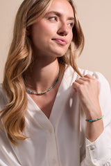 Turquoise Ombre Semi-Precious Beaded Bracelet Stainless Steel Gold | Alex and Ani