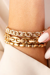 Pave Curb Chain Stretch Bracelet Gold | Alex and Ani