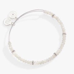 White Semi-Precious Rondelle Beaded Bangle Silver | Alex and Ani