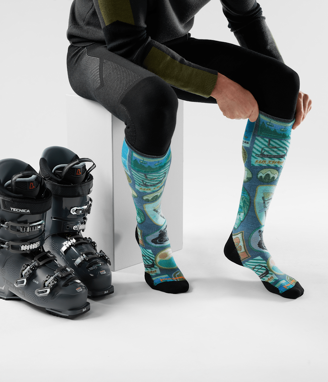 The North Face TNF X Smartwool Ski Targeted Cushion Explorer Print OTC Socks