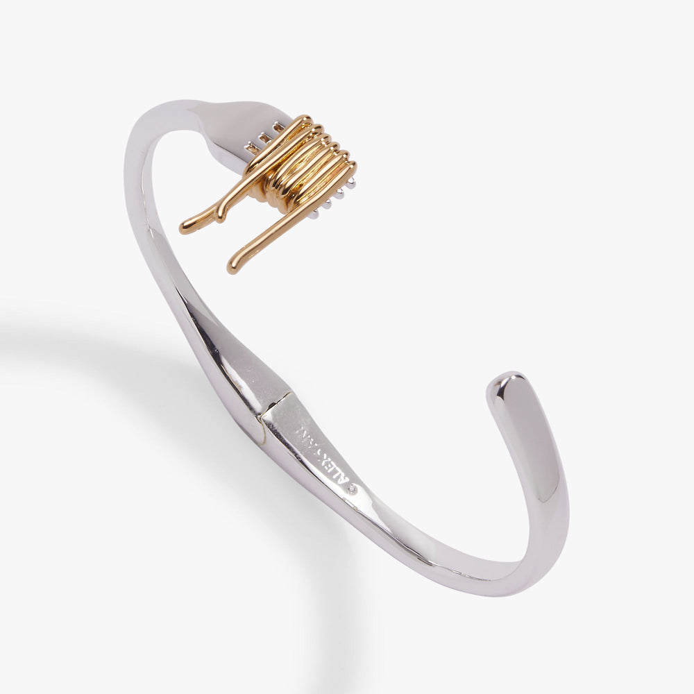 Pasta Girl Spaghetti Fork Cuff Two Tone | Alex and Ani