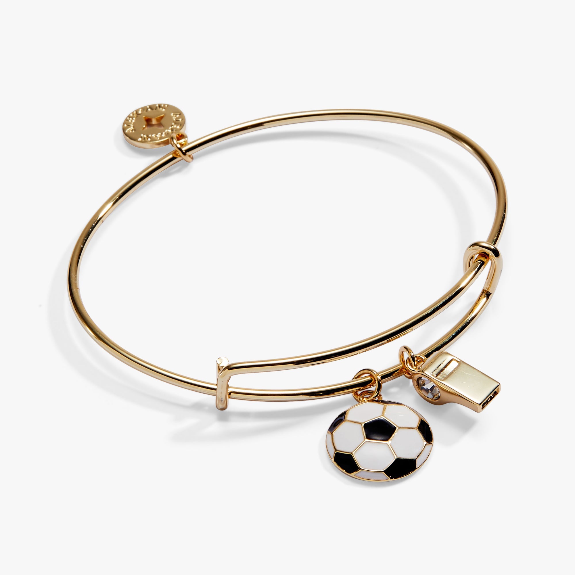 Soccer & Whistle Charm Bangle Gold | Alex and Ani