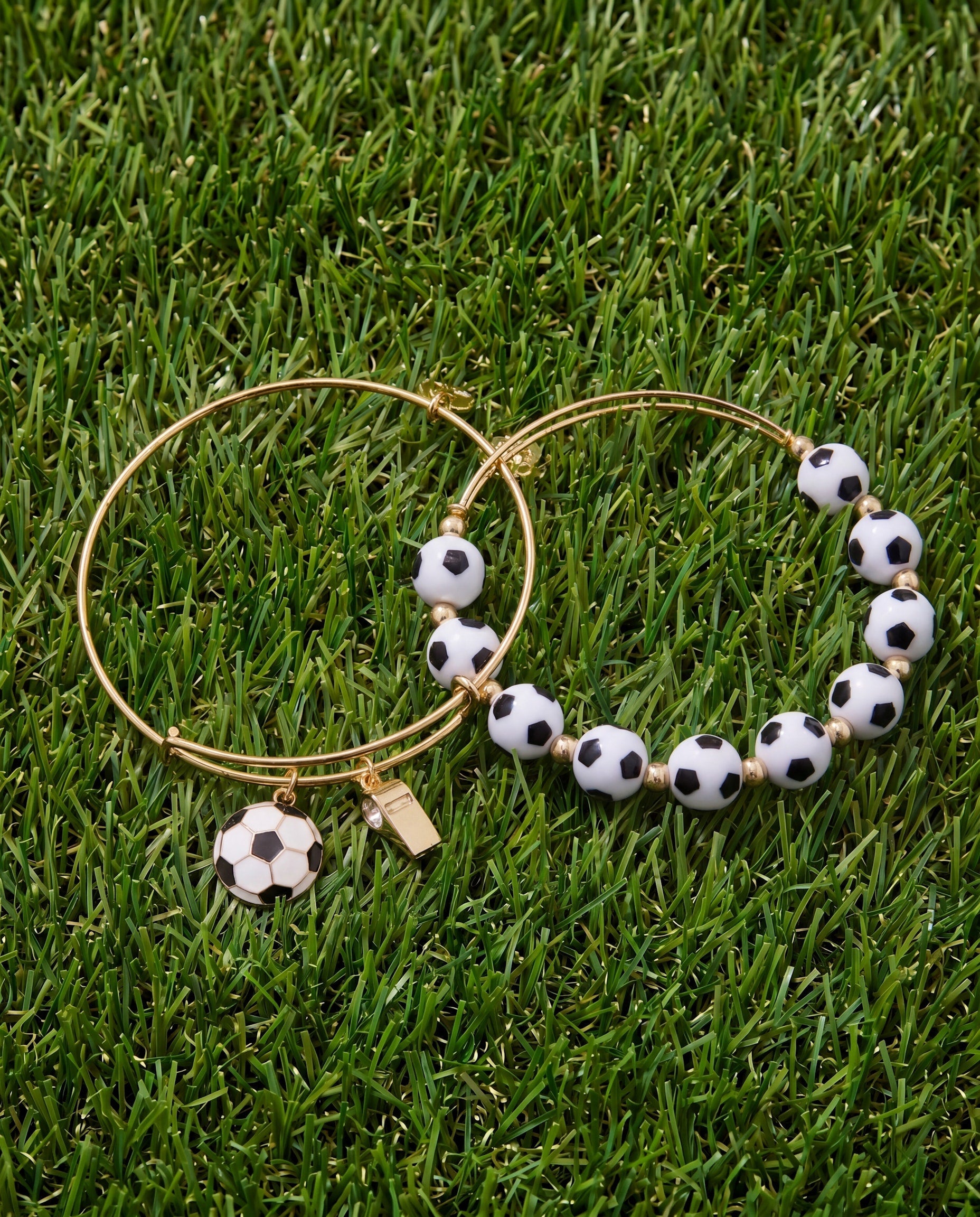 Soccer & Whistle Charm Bangle Gold | Alex and Ani