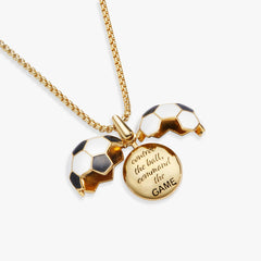 Soccer Ball "Control The Ball, Command The Game" Locket Necklace Gold | Alex and Ani
