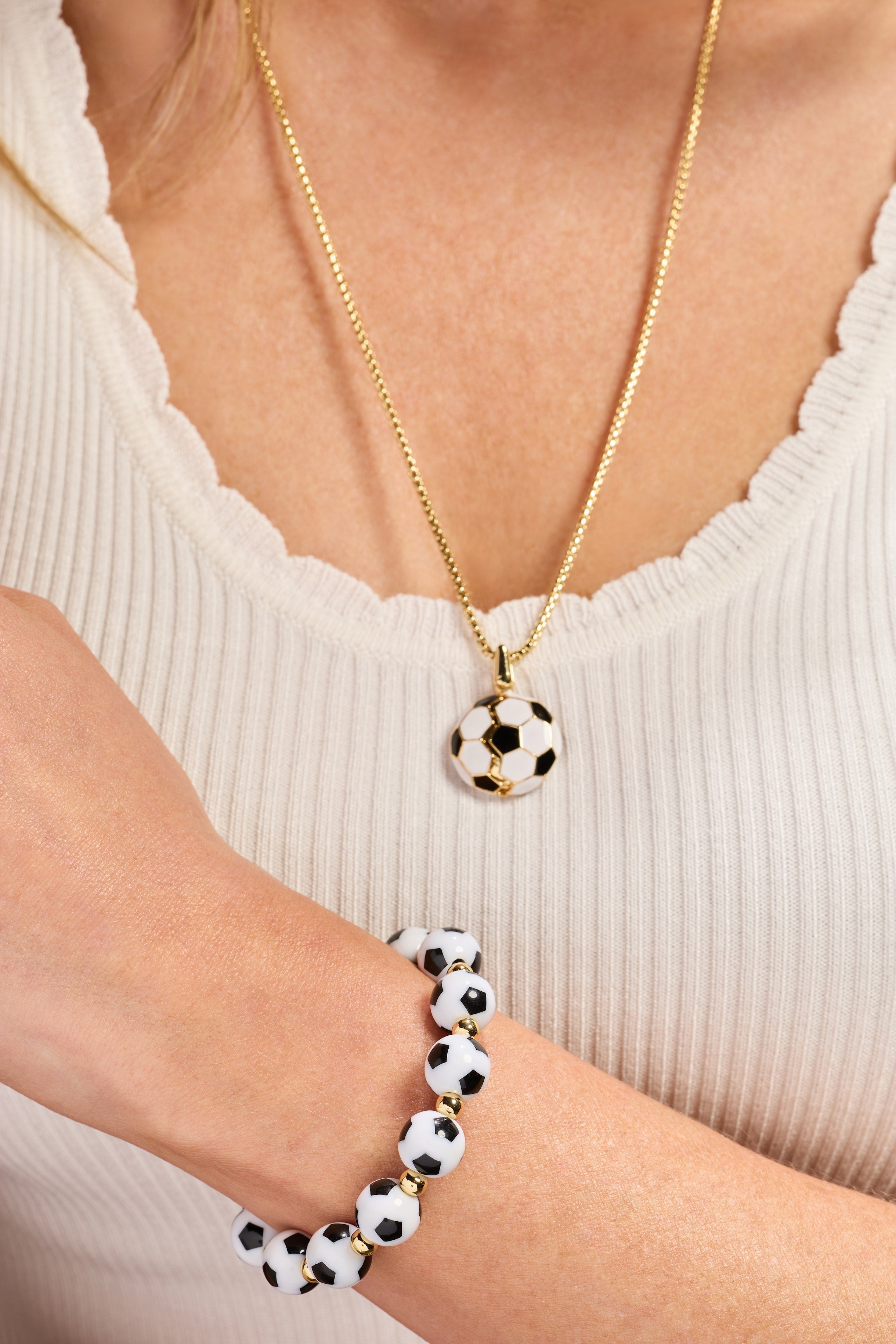 Soccer Beaded Bangle - Oversized Gold | Alex and Ani