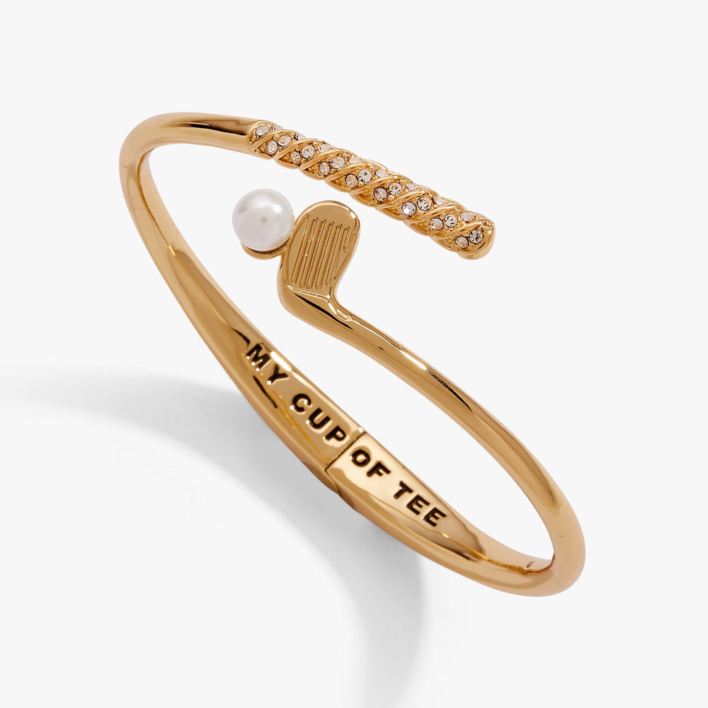 Golf Club 'My Cup of Tee' Bypass Cuff Bracelet Gold | Alex and Ani