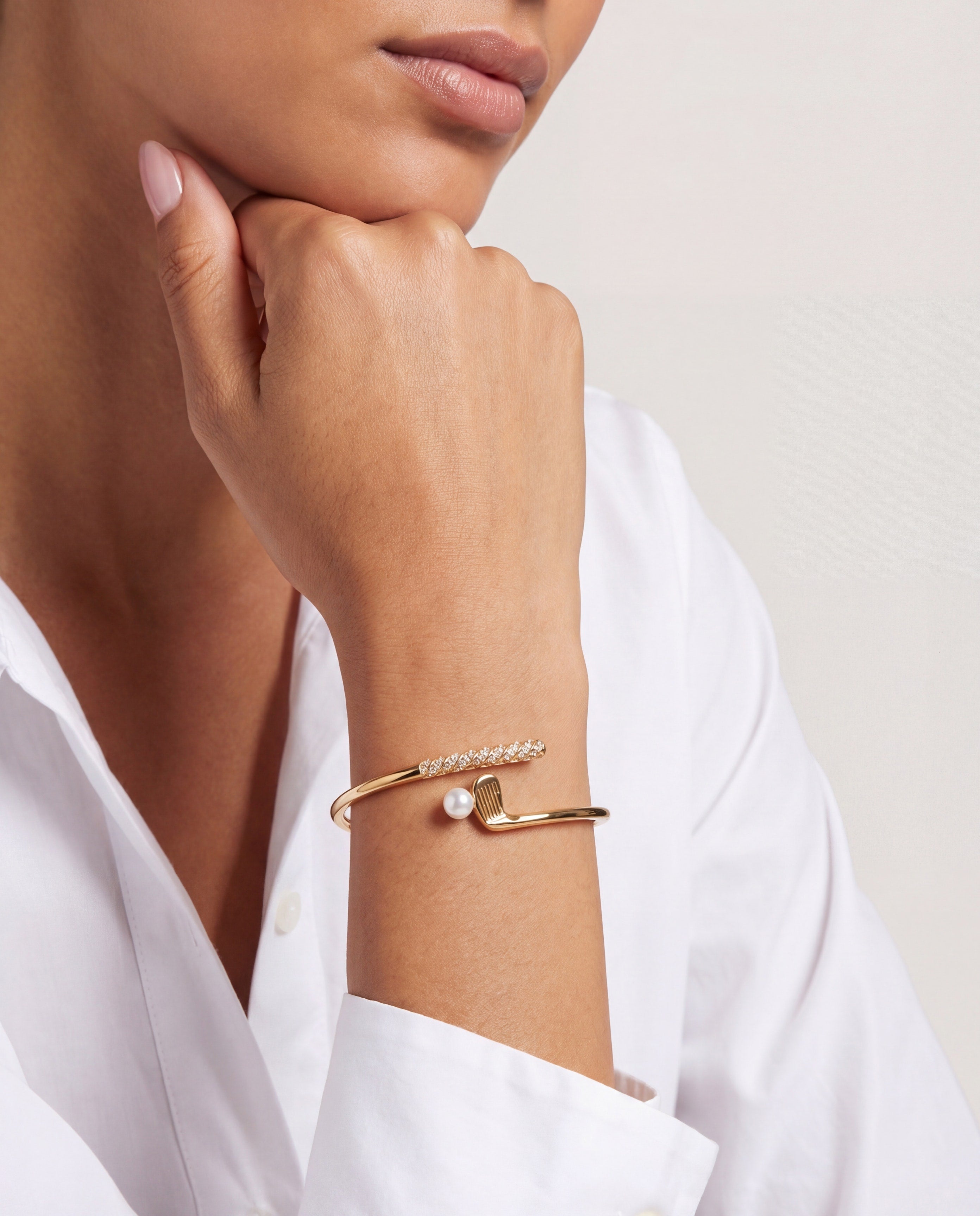 Golf Club 'My Cup of Tee' Bypass Cuff Bracelet Gold | Alex and Ani