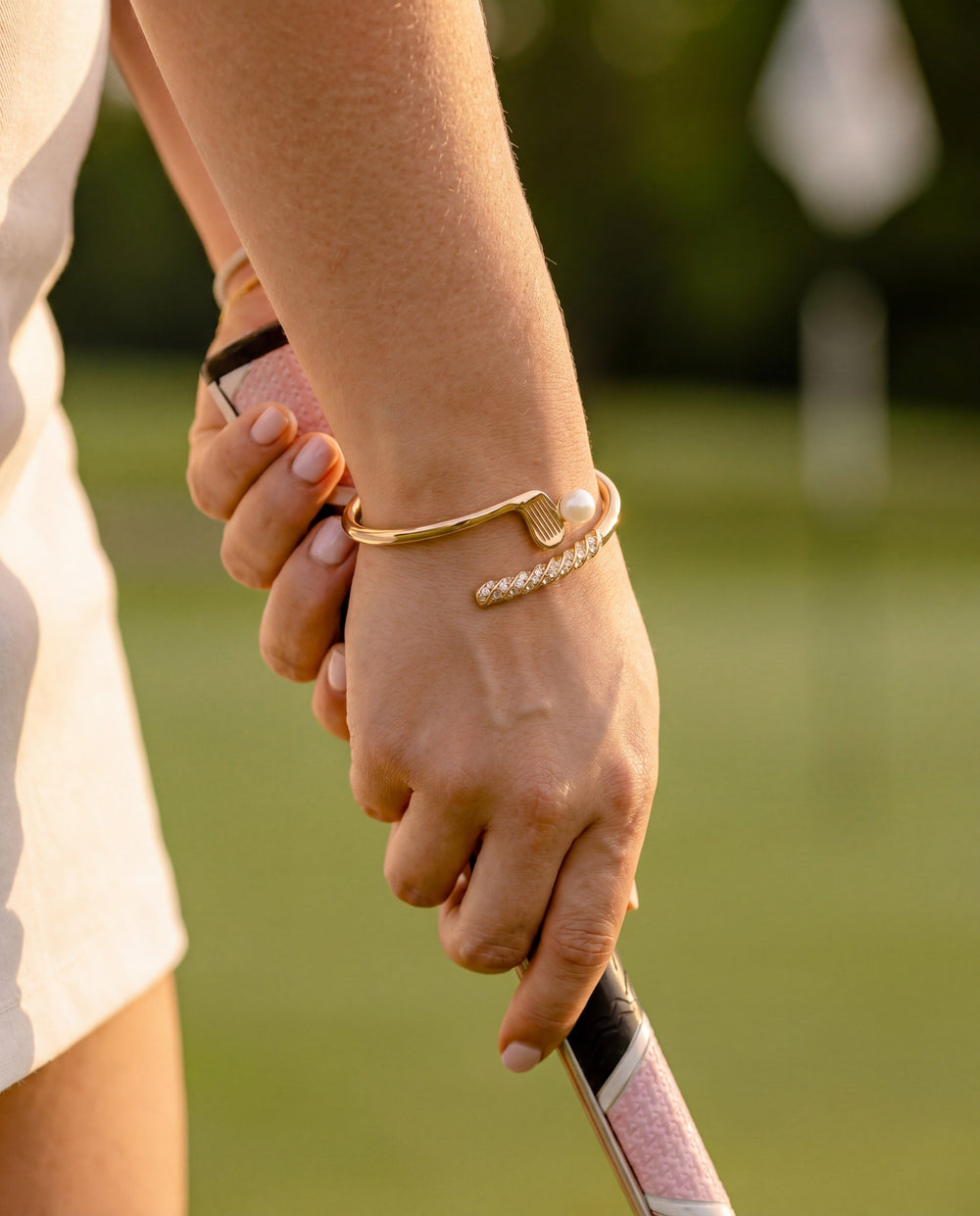Golf Club 'My Cup of Tee' Bypass Cuff Bracelet Gold | Alex and Ani