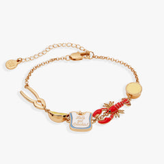 Lobster Boil 'Let's Get Crackin!' Inline Charm Bracelet Gold | Alex and Ani