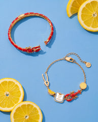 Lobster Boil 'Let's Get Crackin!' Inline Charm Bracelet Gold | Alex and Ani