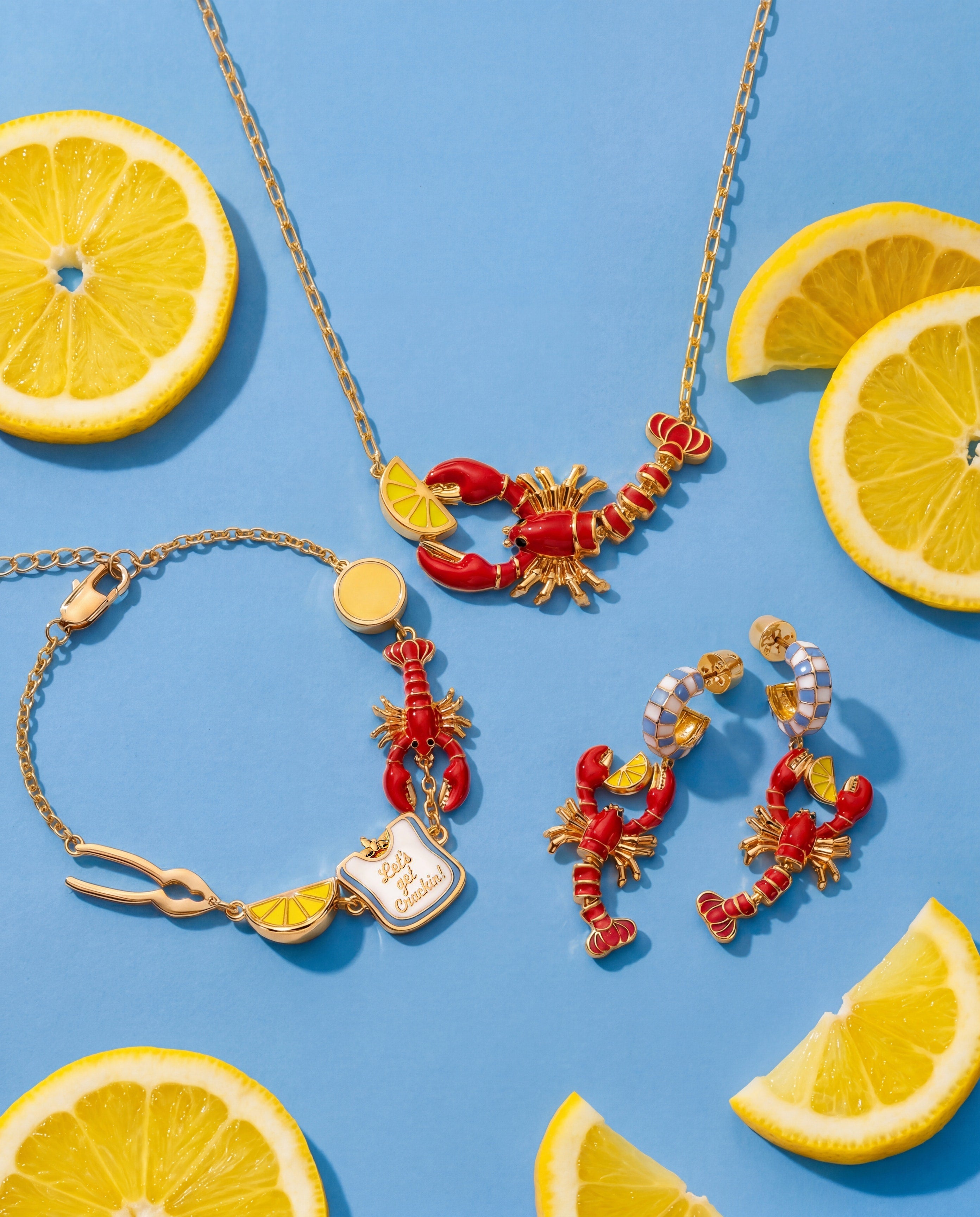 Lobster Boil 'Let's Get Crackin!' Inline Charm Bracelet Gold | Alex and Ani