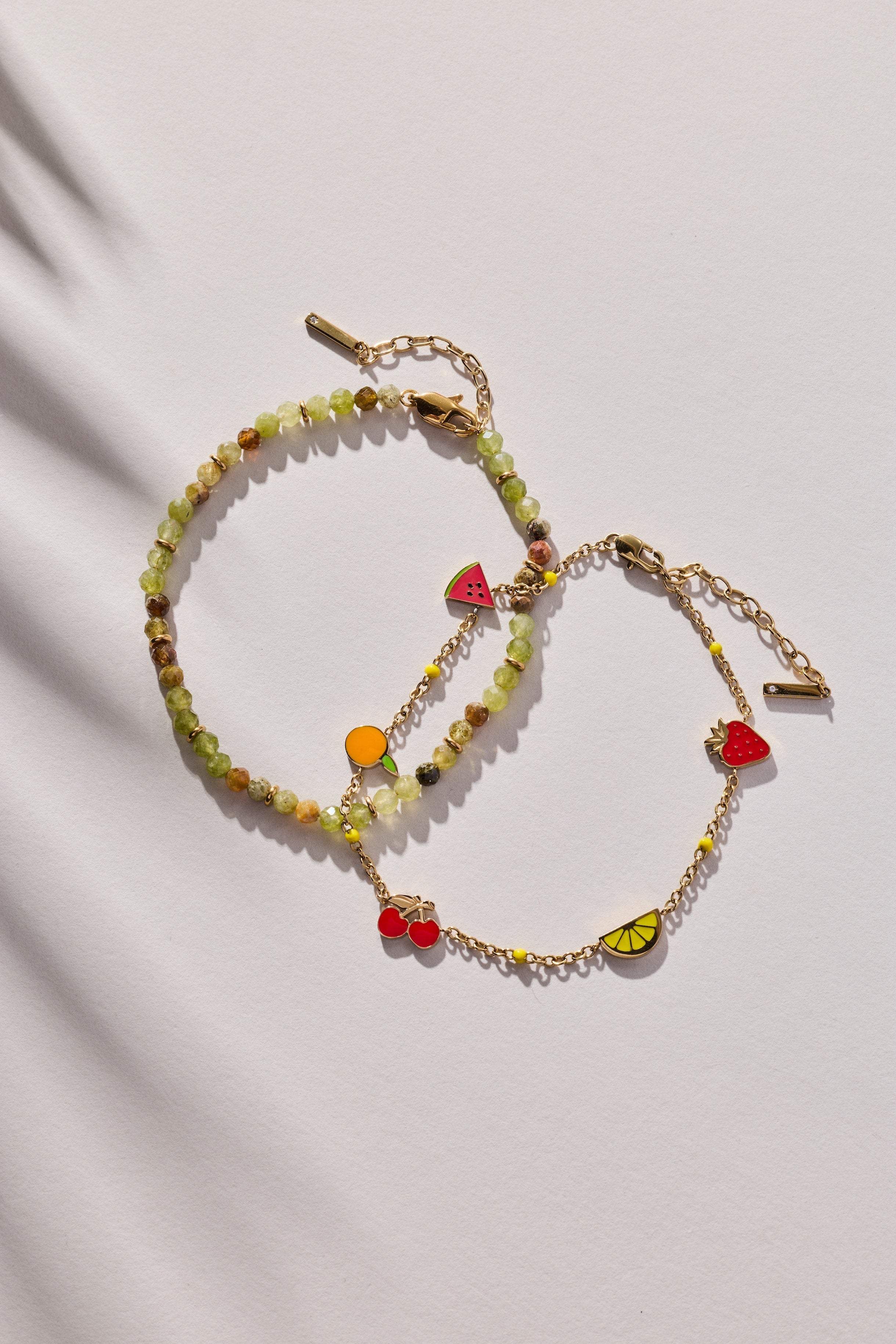 Fruit Inline Charm Anklet Stainless Steel Gold | Alex and Ani