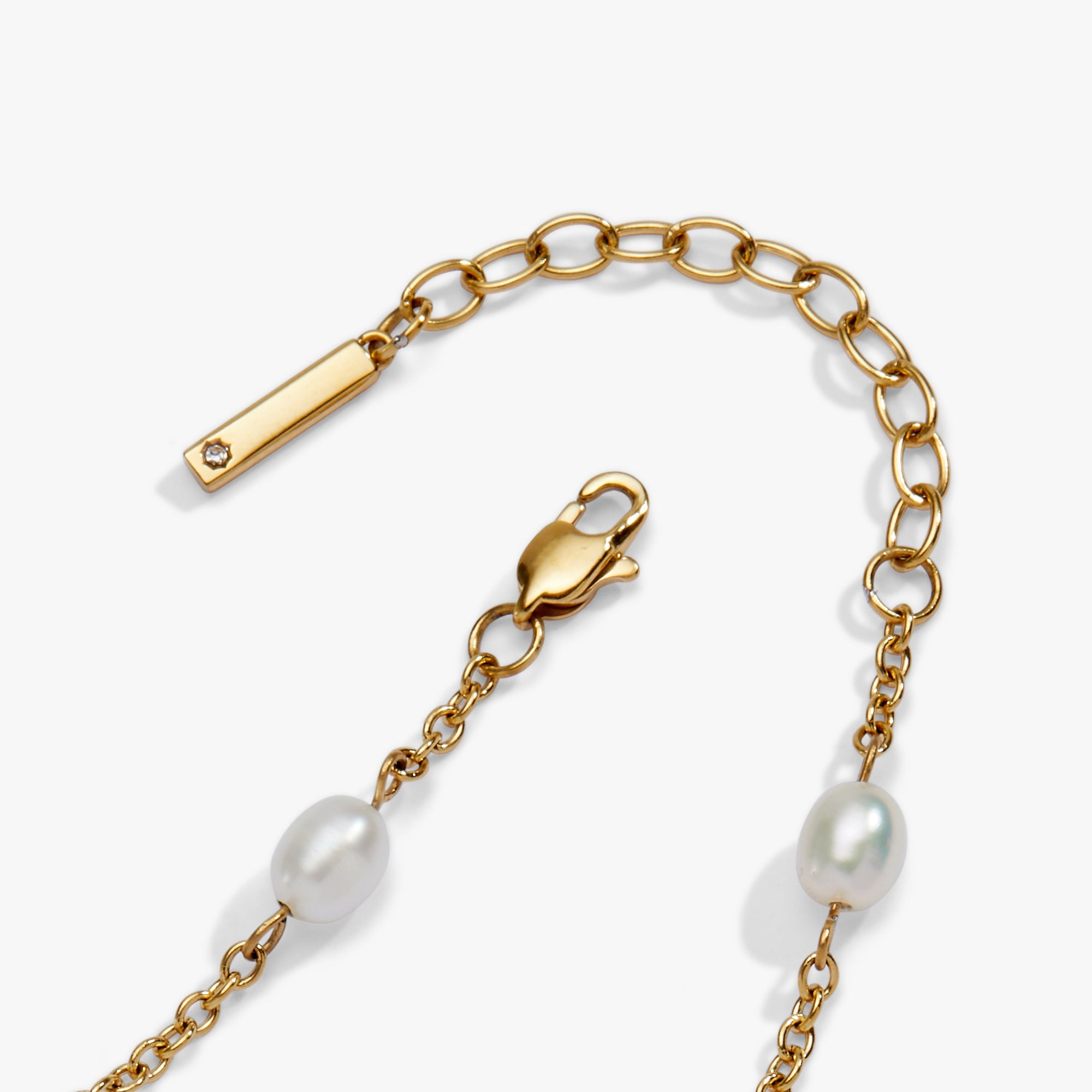 Seashell & Pearl Inline Charm Anklet Stainless Steel Gold | Alex and Ani