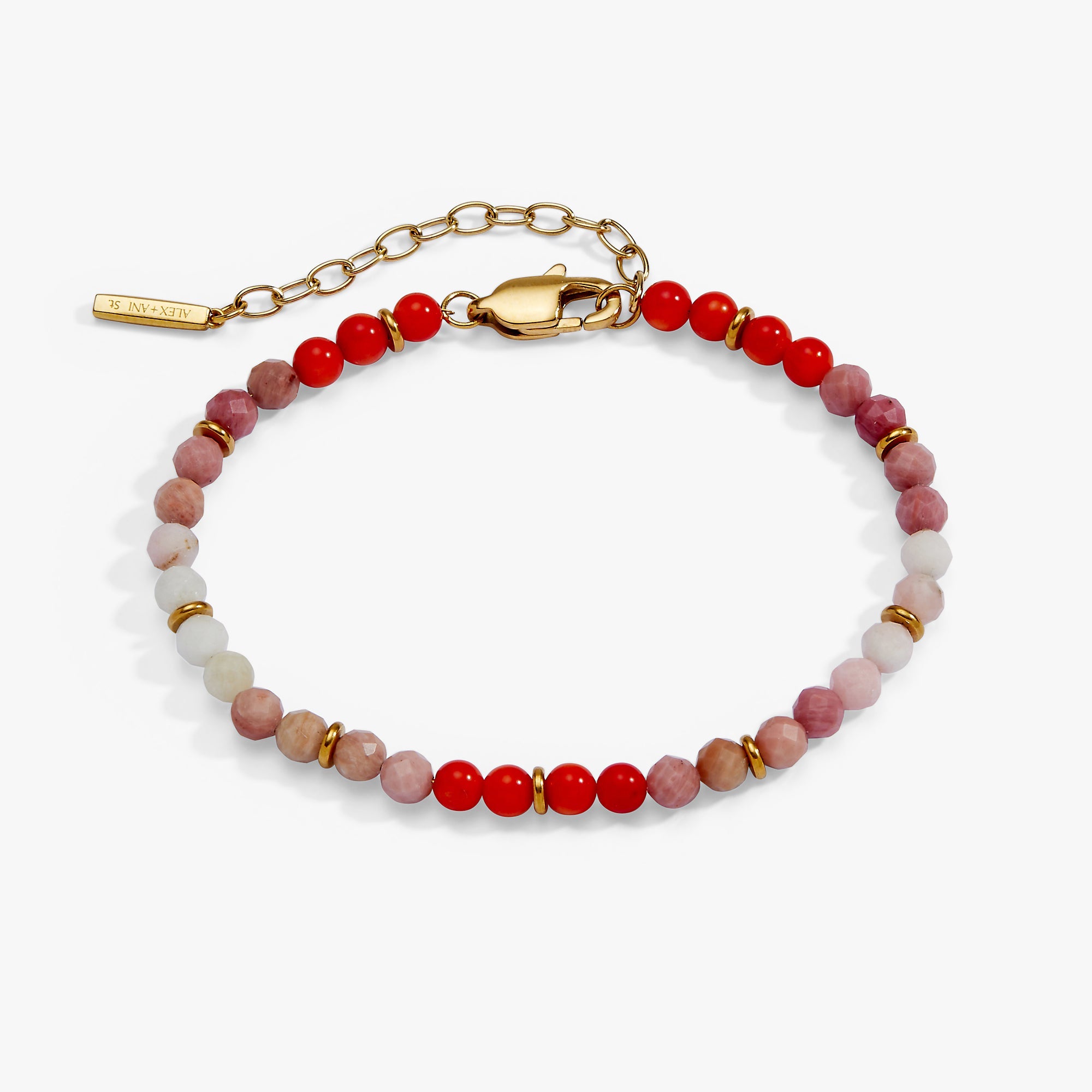 Coral Ombre Semi-Precious Beaded Bracelet Stainless Steel Gold | Alex and Ani