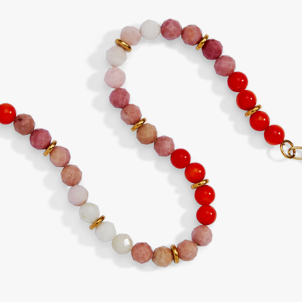 Coral Ombre Semi-Precious Beaded Bracelet Stainless Steel Gold | Alex and Ani