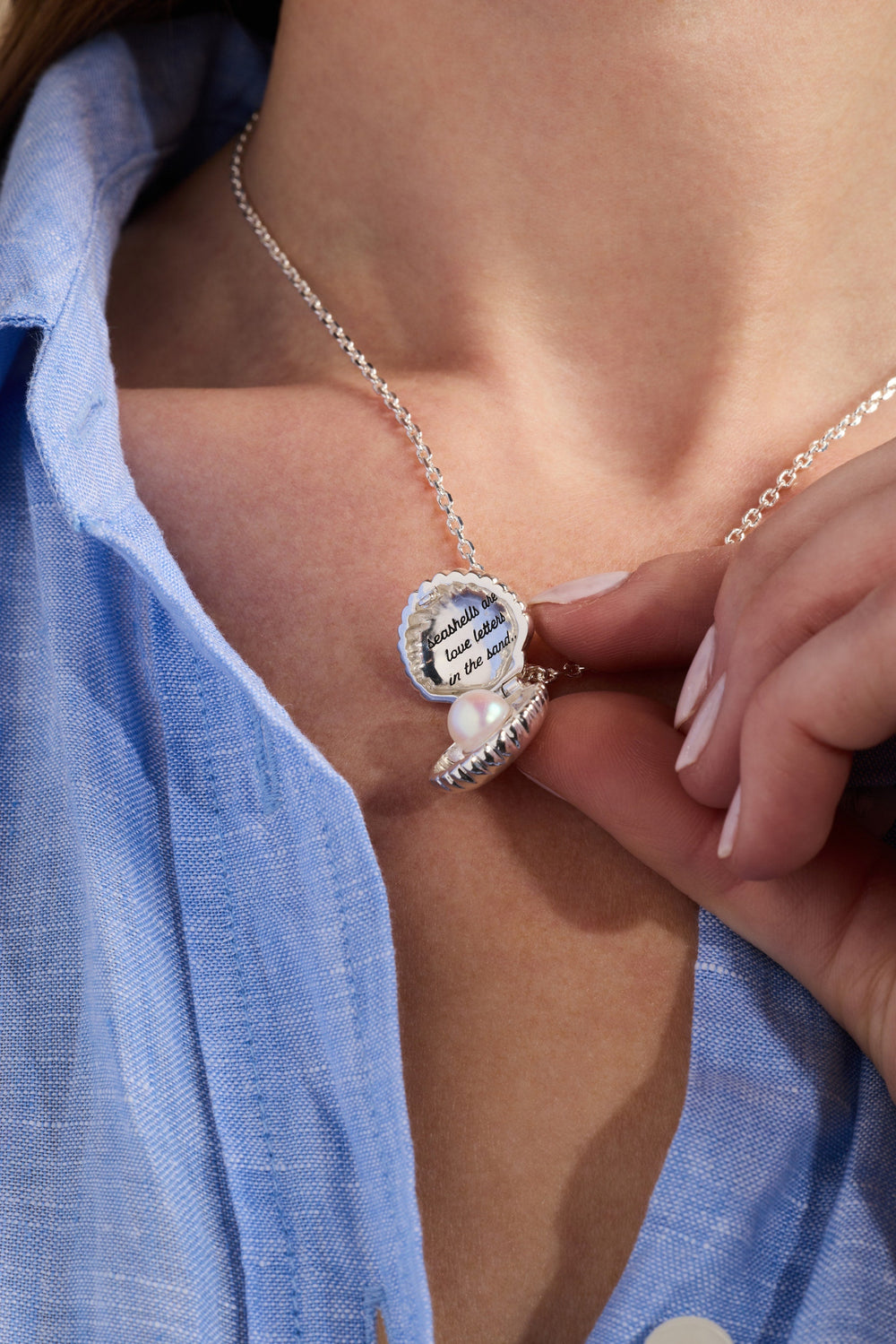 Salt + Sea 'Seashells Are Love Letters In The Sand' Seashell Locket Pendant Silver | Alex and Ani