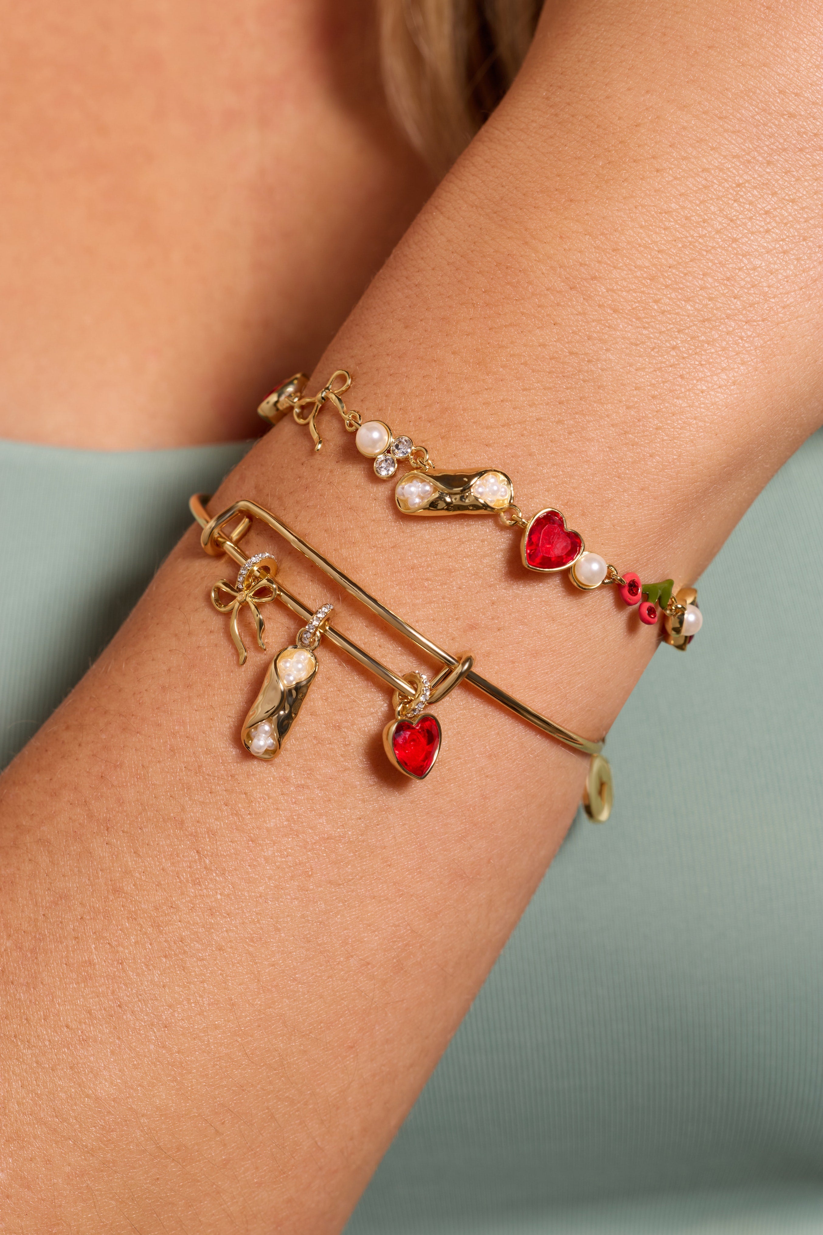 There Cannoli Be You Multi Charm Bangle Gold | Alex and Ani