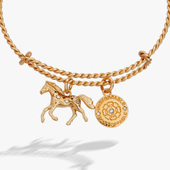 Horse Rope Textured Charm Bangle Gold | Alex and Ani