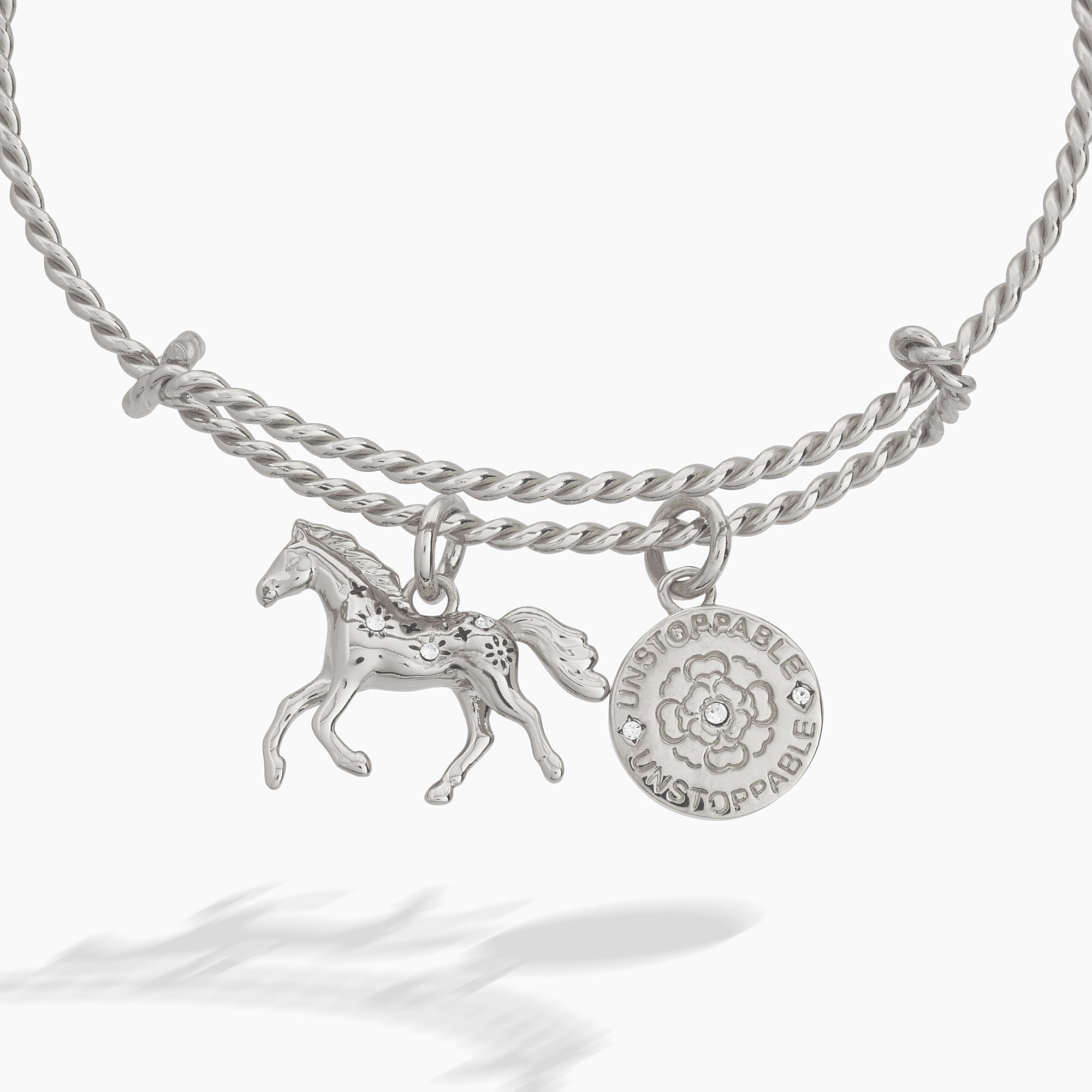 Horse Rope Textured Charm Bangle Gold | Alex and Ani
