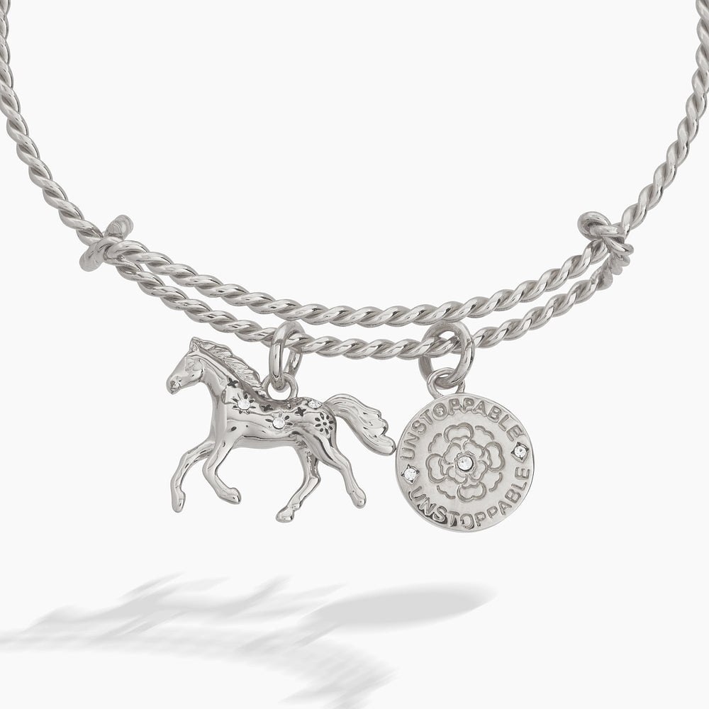 Horse Rope Textured Charm Bangle Gold | Alex and Ani
