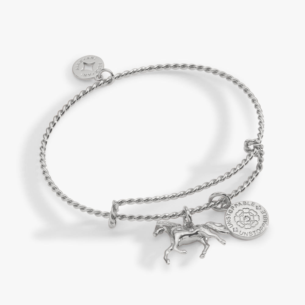 Horse Rope Textured Charm Bangle Gold | Alex and Ani