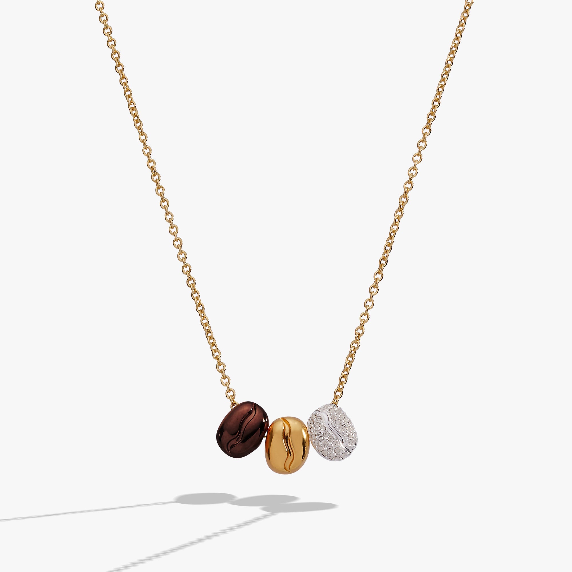 Coffee Bean Necklace Tri-Tone | Alex and Ani
