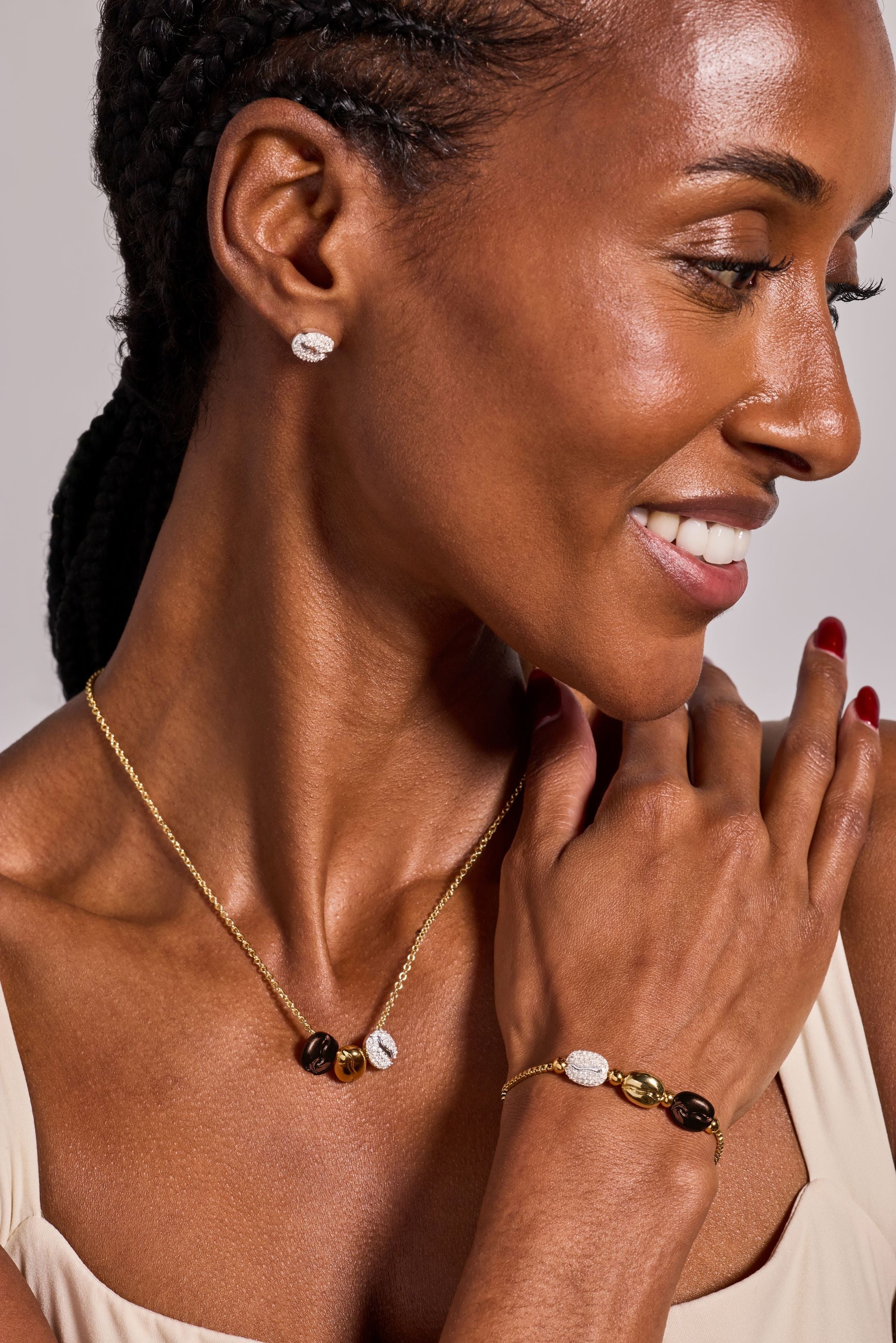 Coffee Bean Necklace Tri-Tone | Alex and Ani