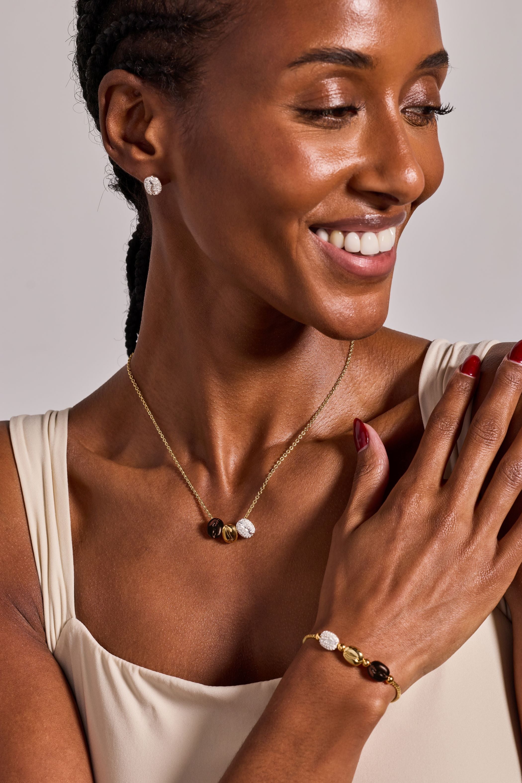 Coffee Bean Necklace Tri-Tone | Alex and Ani