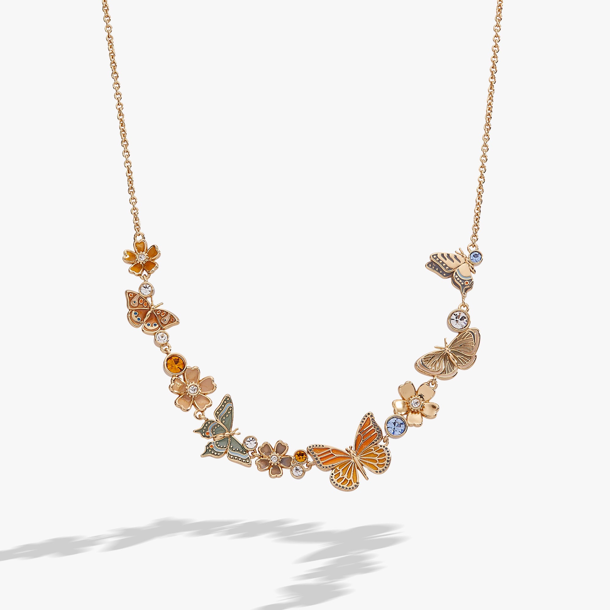 New York Botanical Garden® Butterfly Inline Necklace Gold | Alex and Ani