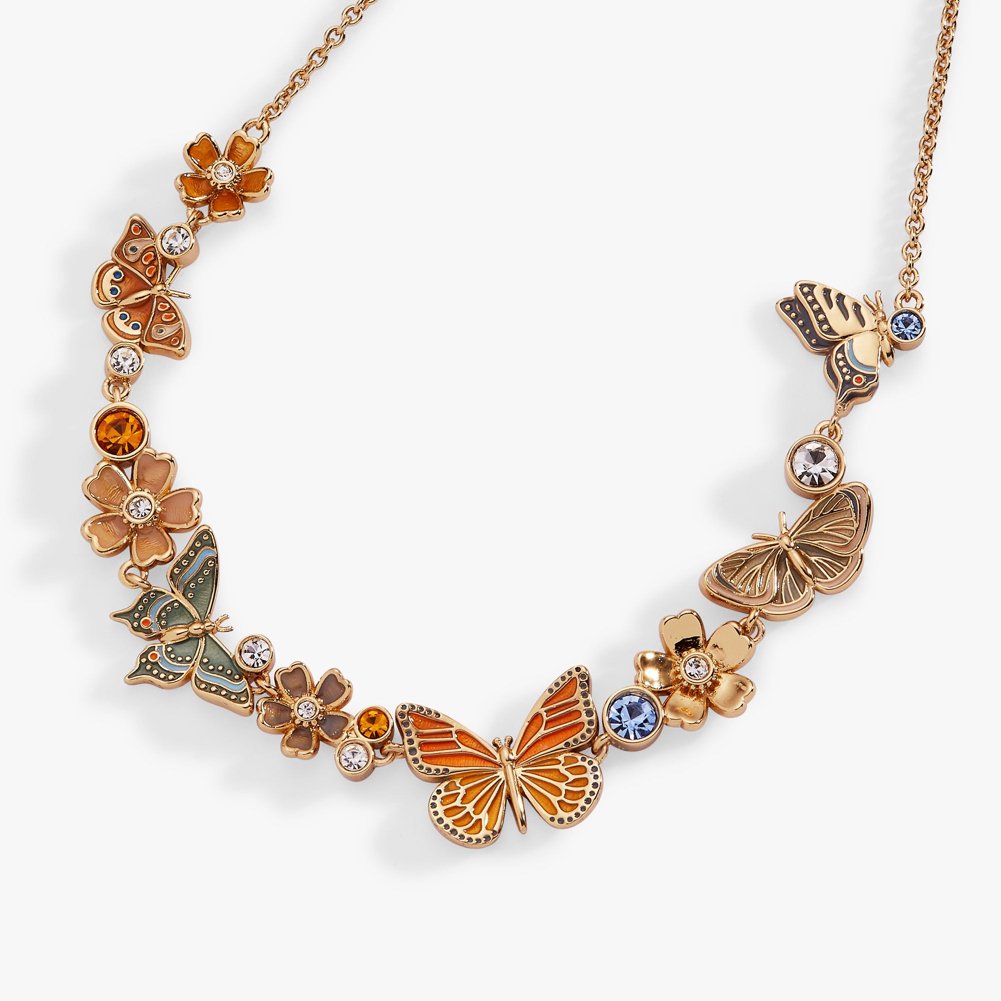 New York Botanical Garden® Butterfly Inline Necklace Gold | Alex and Ani