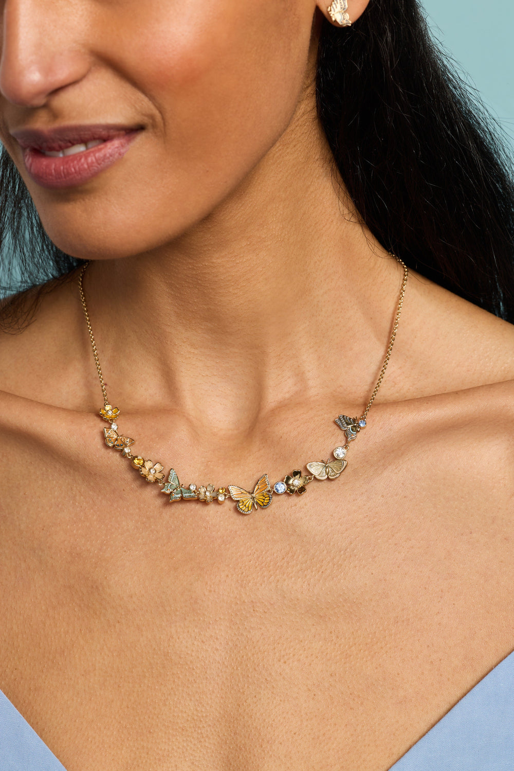 New York Botanical Garden® Butterfly Inline Necklace Gold | Alex and Ani