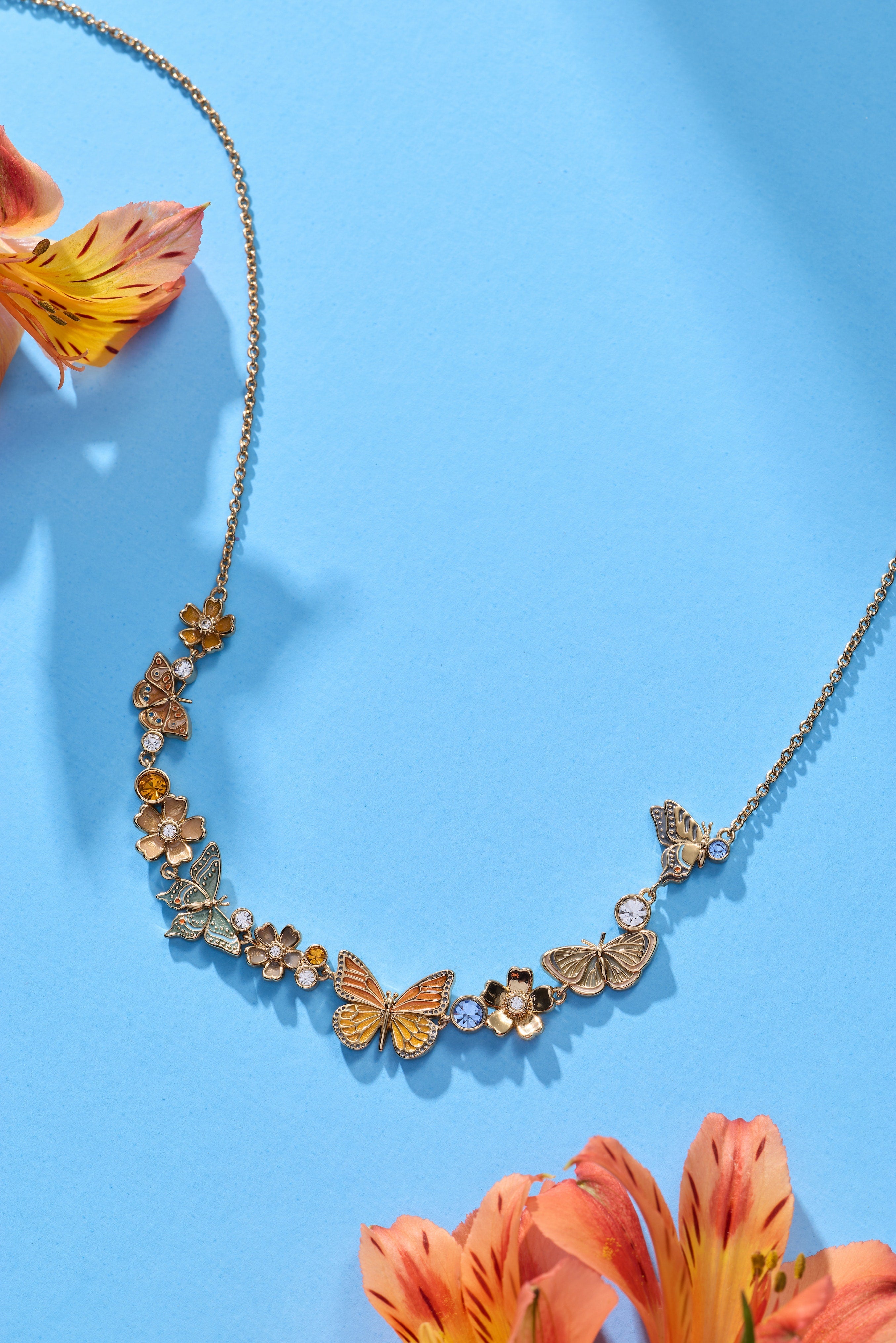 New York Botanical Garden® Butterfly Inline Necklace Gold | Alex and Ani