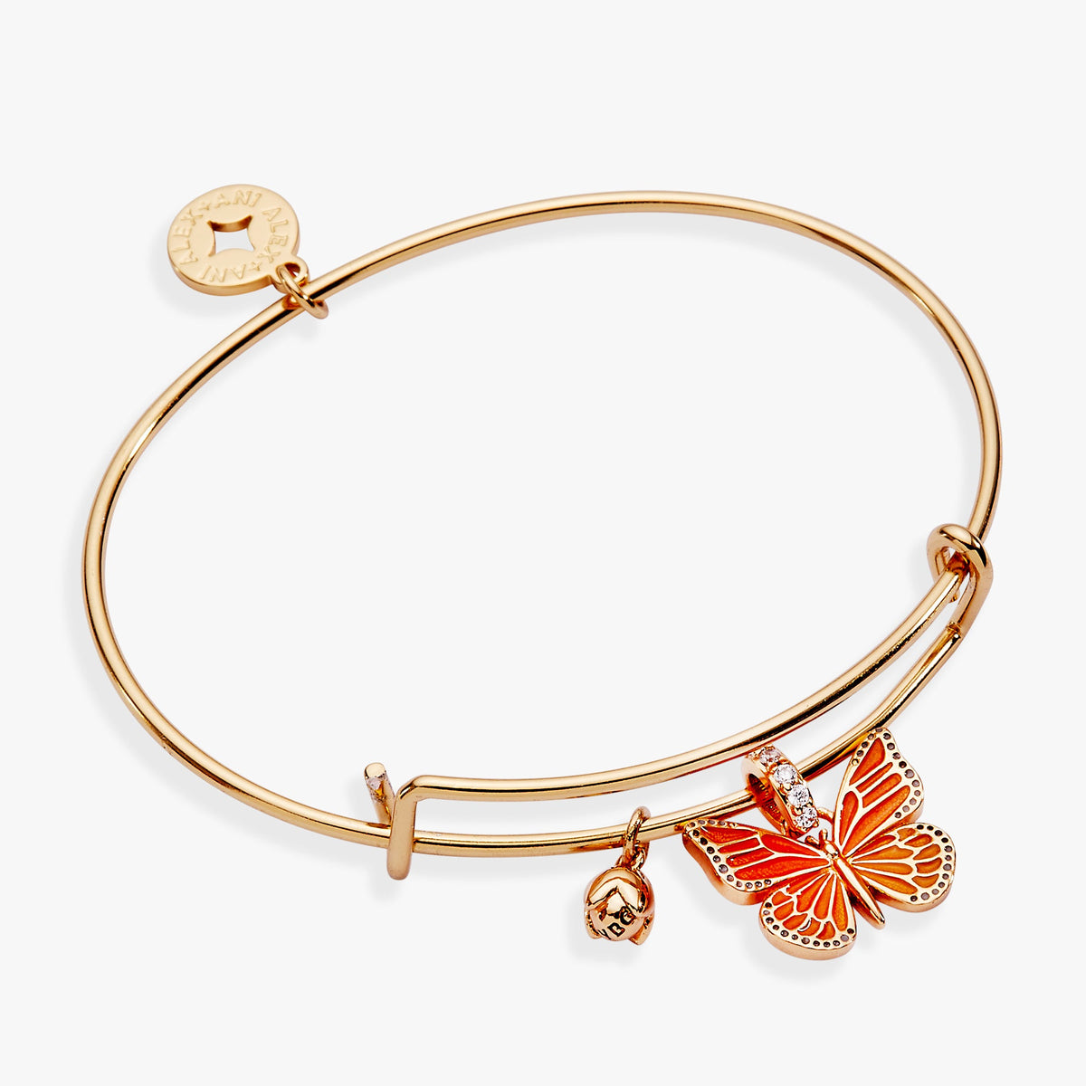 New York Botanical Garden® Monarch Butterfly Charm Bangle Gold | Alex and Ani