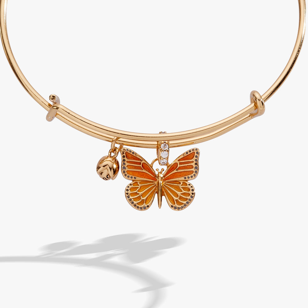 New York Botanical Garden® Monarch Butterfly Charm Bangle Gold | Alex and Ani