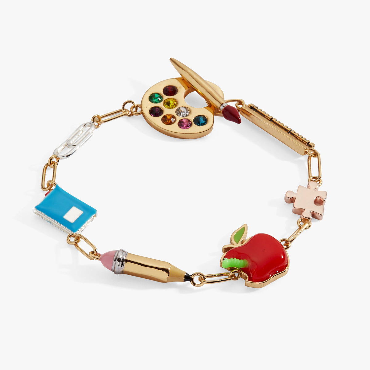Teacher’s Pet Linear Charm Toggle Bracelet Tri-Tone | Alex and Ani