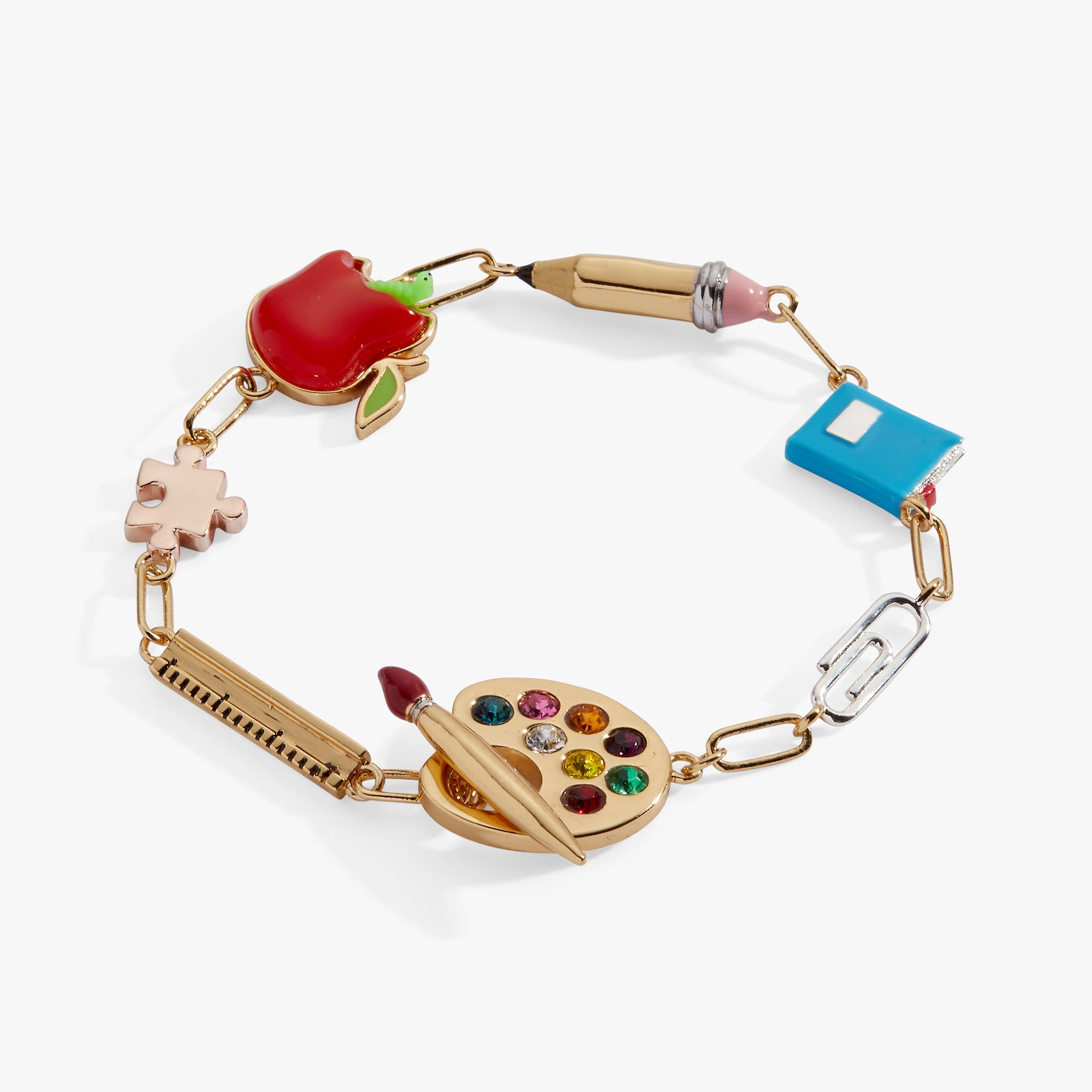 Teacher’s Pet Linear Charm Toggle Bracelet Tri-Tone | Alex and Ani