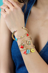 Teacher’s Pet Multi Charm Textured Bangle Gold | Alex and Ani