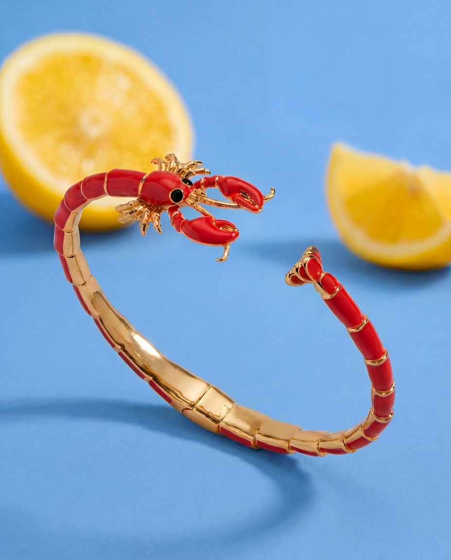 Lobster Boil Hinged Cuff Gold | Alex and Ani