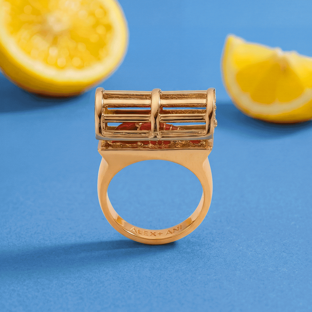 Lobster Boil Hinged Cage Ring Gold | Alex and Ani