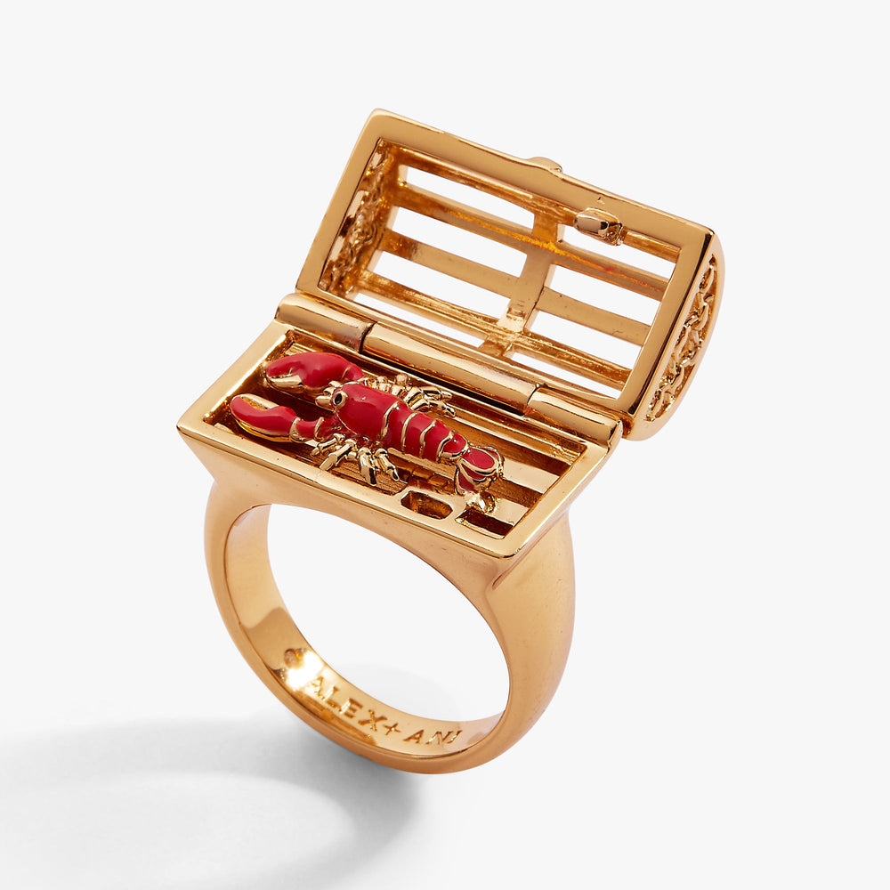 Lobster Boil Hinged Cage Ring Gold | Alex and Ani
