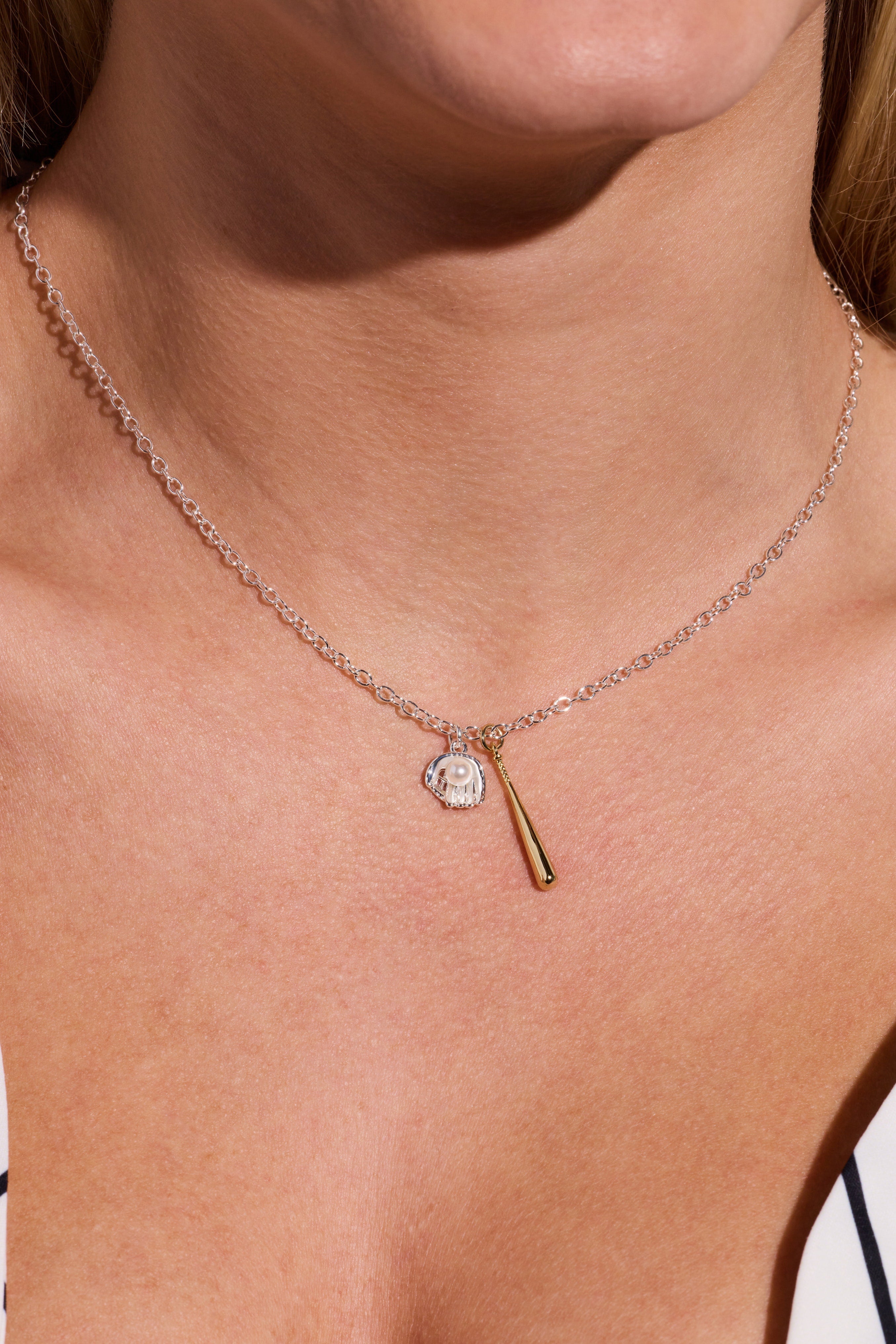 Baseball Duo Charm Pendant Two Tone | Alex and Ani